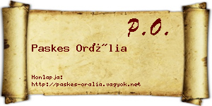 Paskes Orália névjegykártya